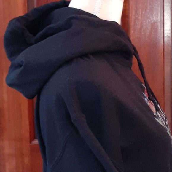 Made It Out Of Bed Mushroom Floral Design Unisex Black Hoodie - Size L - Picture 6 of 7